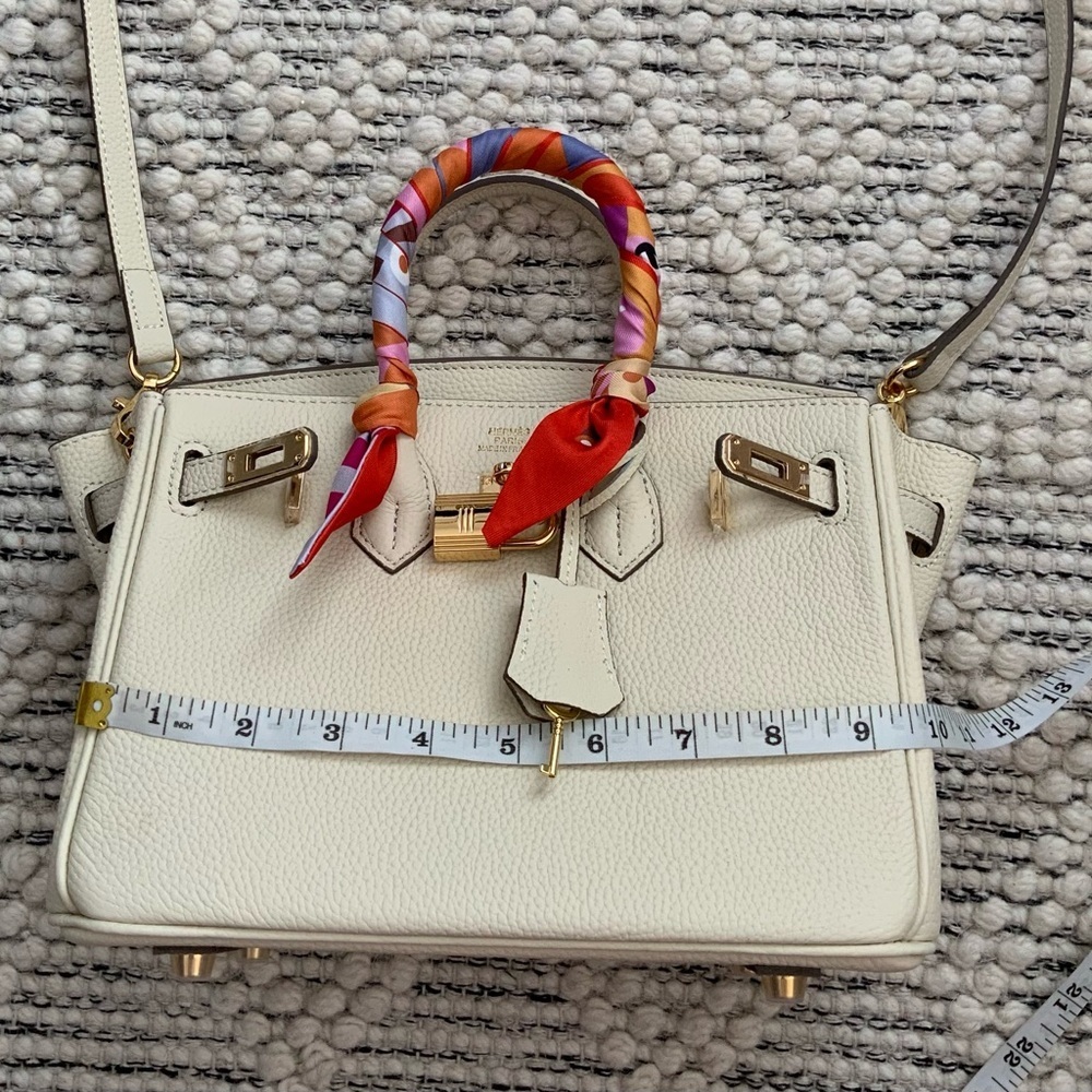 Cream Pebbled Leather Inspired 25 Birkin - Picture 6 of 12